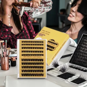Lash Clusters Your Own logo Pre Glued Cluster Lashes Eye Lashes Cluster No Glue Needed Fans Lash Cluster Kit