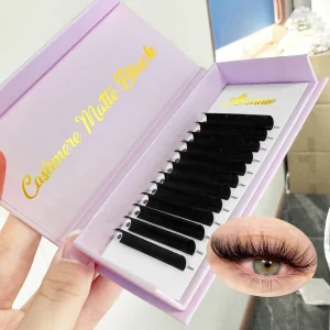 Lash Custom Logo Individual Eyelash Extensions Cashmere Lash Extension Supplies Matte Black Velvet Lash Trays