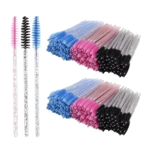 Lash Extension Tools Products Pink Disposable Spoolies Lash Cleansing Brush Glitter Eyelash Brush Mascara Wands 50pcs