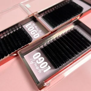 Lash Trays Box Custom logo Korean Pbt Fiber Volume MINK Easy Fan Eyelash Extention
