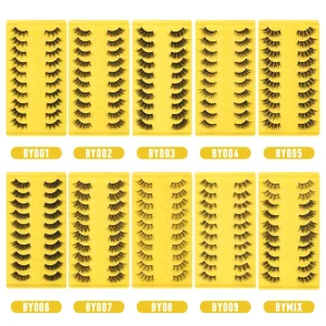Lashes 3D Faux Mink Lashes 100% Handmade Luxurious Fake Eyelashes Lightweight Fluffy False Eyelashes 10 Pairs Pack