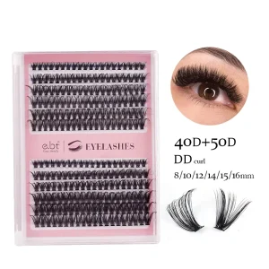 Lashes Cluster 240pcs 40D 50D Mix C D L M for Long Synthetic Hair 12 Rows Individual Mixed Tray DIY Lash Extension Kit