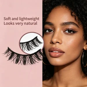 Lashes Daily & Party Self Adhesive Glueless Half Lashes 3d Fluffy Wispy Winged Style No Glue Waterproof Reusable Half Eye