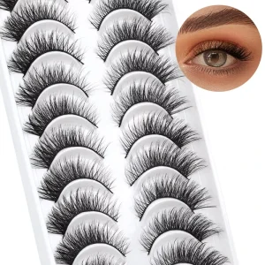 Lashes Private Label 3D Faux Mink Lash Supplier 10 Pairs Cat Eye Vegan Strip Lashes