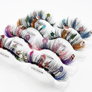 Lashes with Color New Styles Glitter Eyelashes Faux Mink Eyelashes 20mm Halloween Luxury Eyelashes Colored