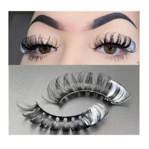 Lashes with Pink and Rhinestone False Eyelashes Strips with Pink Tip Glitter Color Reusable Fairy Faux Mink Eyelash 18 MM