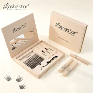 Lashestar Custom Logo Cluster Lashes Factory Price Mixed Curl Length Segment Eyelash Extension DIY Cluster Lash Kit