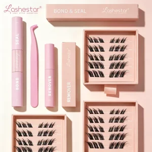 Lashestar Segmented Cluster Lashes Mixed Length Handmade Soft Private Label DIY Cluster Lash Kit