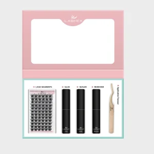 Lashex 10mm 12mm 14mm 16mm DIY Eyelash Extensions Kit with Glue Remover and DIY Eyelashes Packaging Boxes