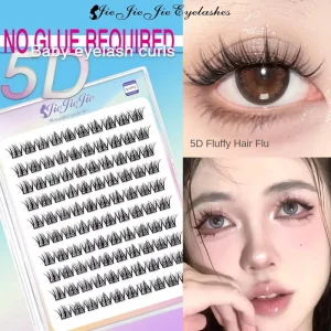 Lazy Baby Curved 5D Three Step Glue Free Full Strip Eyelashes Natural Realistic No Makeup Look Segmented Eyelashes No Eyelashes