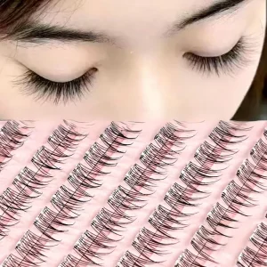 Lazy Fish Tail Curved False Eyelash Glue free Synthetic Hair Single Cluster Segmented Very Fine Transparent Stem Plain