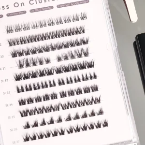 Lazy Girl Lash Extensions Kit Easy DIY Individual Lash Clusters Pre Cut Segment Cluster Press on Full Strip Eyelashes