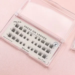 Lazy Girl Wispy Pre Glued Cluster Lashes Self Adhesive Glueless Waterproof Fluffy Eyelashes Private Label No Glue