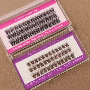 Lazygirl Press Cluster DIY Lash Self-Adhesive No Glue Needed Plant Fiber Invisible Clear Band Cruelty-Free Reusable 3D Effect