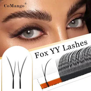 Left & Right Split YY Eyelash Extensions Mixed Length Y Shape Lash Natural Wispy Fox Eye Lash OEM Private Label