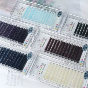 Light Customization Custom Gradient Red Green Blue Purple Color Natural Long Handmade Individual Faux Mink Eyelash Extension