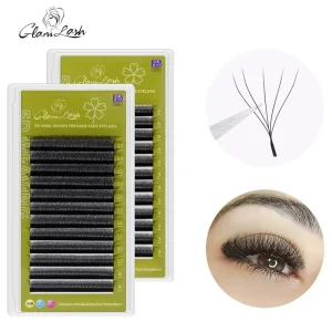 Light Customization W Shape Clover Bloom 5D Handmade Premade Volume Fans Synthetic Hair 12 Rows Natural Eyelash