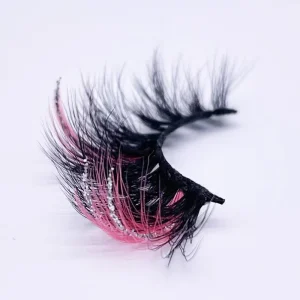 Light pink Glitter Lashes Strips Colored 3d Faux Mink Eyelash Vendors Vegan Lashes with Glitter
