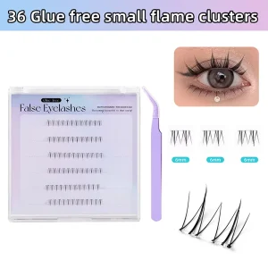 Lightweight 100 Clusters Glueless Trio Lash Clusters Self Adhesive Mix Length Segmented Individual False Lashes