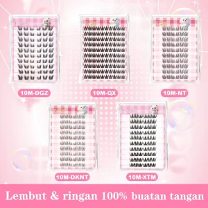 Lightweight Soft Natural Look Cluster Lashes Handmade Synthetic Hair Self adhesive False Eyelashes 10 Rows