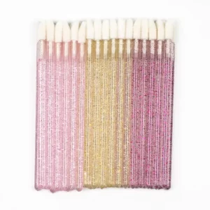 Lint Free Disposable Lip Brush Glitter Handle Lipstick Eyelash Pastel Pink Make up Mascara Wand Applicator