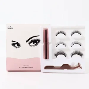 Liquid Eyeliner False Eyelashes Set Liquid Eyeliner 3 Pairs of Magnetic Absorption Glue-free Eyelashes