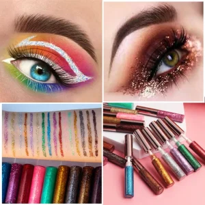 Liquid Eyeliner Glitter Metallic Mineral Long Lasting Waterproof Shimmer 10 Color Customizable