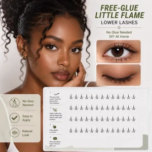 Little Flame Lower Lash Clusters Handmade Synthetic Hair 6 Rows Self Adhesive No Glue V Shape Spiky Bottom Lashes Manga Doll Eye