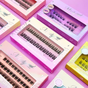 Live Broadcast Shooting Eyelashes Set 9mm Straight Curl Transparent Fiber Cluster Lashes Easy Remove Self Grafting