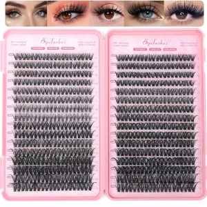 Lizi 50D 60D Natural DIY Eyelash Clusters 32 Rows Semi-Hand Made Large Capacity Segment Lashes Kit 9-16mm Mixed Lengths Faux