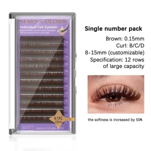 Long-Lasting Curl Air Flat Eyelash Extensions Black 0.20mm CC Curl 8-15mm Mixed Pack
