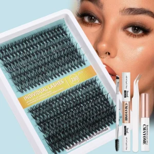 Long Lasting DIY Cluster Eyelash Extension Individual Lashes with Tweezers Professional Segmented Lashes Private Label Packaging