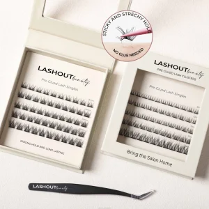 Long Lasting Self Adhesive Eyelashes Press on Clusters Pre Bond Technology Pre Glued Lashes Clusters DIY No Glue Needed