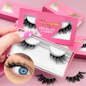 Long Lasting Waterproof Press on Eyelashes Handmade Private Label Self Adhesive Pre Glued Half Strip Under Lash