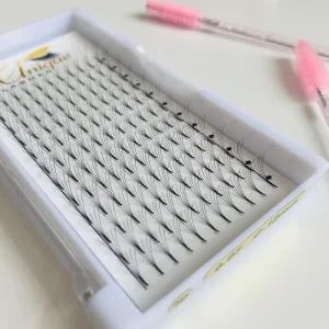 Long Stem Volume Premade Handmade Fan Lashes Korean PBT Fibers 12 Rows Eyelash Extensions Custom Packaging