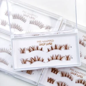 Long lasting 7 15 Day Brown Faux Mink Half Eyelash Self Adhesive Press on Cluster Lashes Vegan Individual No Glue Handmade