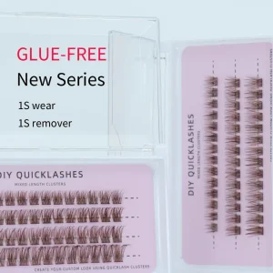 Long-lasting Brown Faux Mink 3D Reusable Cruelty-Free Self-Adhesive Press on Cluster Lashes Vegan Individual No Glue Lash