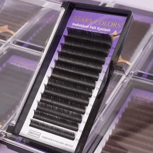 Low Impurity Air Flat Eyelashes Black 0.15mm D Curl 8-15mm Mixed Length 12 Rows