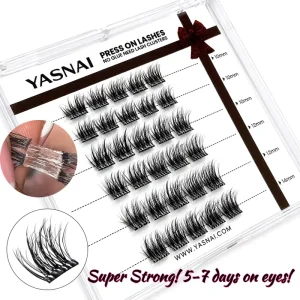 Low MOQ Natural Fluffy Self Adhesive Lash Clusters Glue free Self Stick Lashes Invisible Band Glueless Eyelashes
