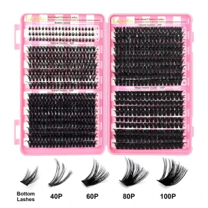 Low MOQ Private Label DIY Lash Extensions 3D Faux Mink 320pcs Wispy Segmented Mix Length Custom Logo Lash Clusters Book