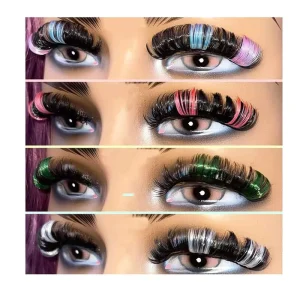 Luminous Dramatic Glitter Colored Lashes Russian Volume Faux Mink Strip Lashes Party Sequins False Lashes
