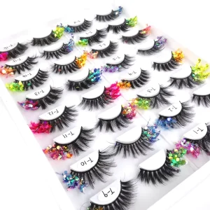 Luminous Glitter Lashes Fluffy Fiber Dramatic Shining Colored Lash Extensions Cosplay Decorative Eyelashes Strip