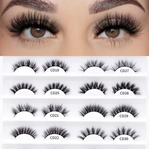 Luxury 100% Real Siberian Mink Lashes Best Quality 15mm 25mm 3D Reusable Handmade Black Cotton Stalk Custom Logo