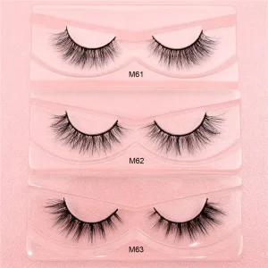 Luxury 12-15mm Handmade Eyelash 100% Real Mink Fur Black Cotton Band Half Eyelashes Wispy Short 3D Natural Full Strip Lashes