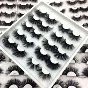 Luxury 5d 25mm Mink Eyelashes Vendor Super Fluffy Real Mink Lashes Private Label Lash Case for Eye Lash