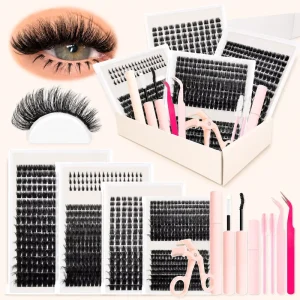 Luxury Cluster Eyelashes Soft 8 16mm Assorted Long lasting for Ultra thin Black Band Dramatic Volume 3D Multi Layered