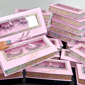 Luxury Diamonds Shining Magnetic Eyelashes Packaging Box Customizable DIY Cluster Lashes Cases Custom Logo Printed Lash Boxes