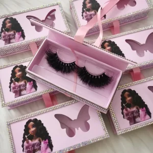 Luxury Eyelash Box With Custom Logo for Russian D Curl Real Mink Strip Lashes Natural Long Eyelashes Vendor