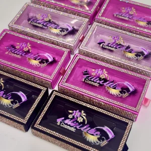 Luxury Glitter Custom Lash Box for Mink Eyelashes 25mm 5D Full Strip Lashes Vendor