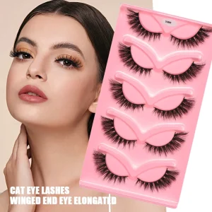 Luxury Half Strip Mink Eyelashes Popular Cat Eye Corner Short Full Strip Eyelash Packaging